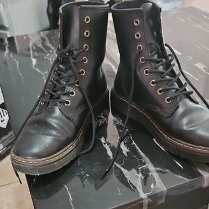 Doc Martens Black Boots with Yellow Detailing
